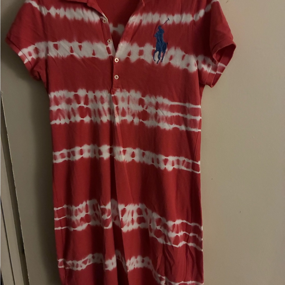 Red Tie-Dye Polo Dress